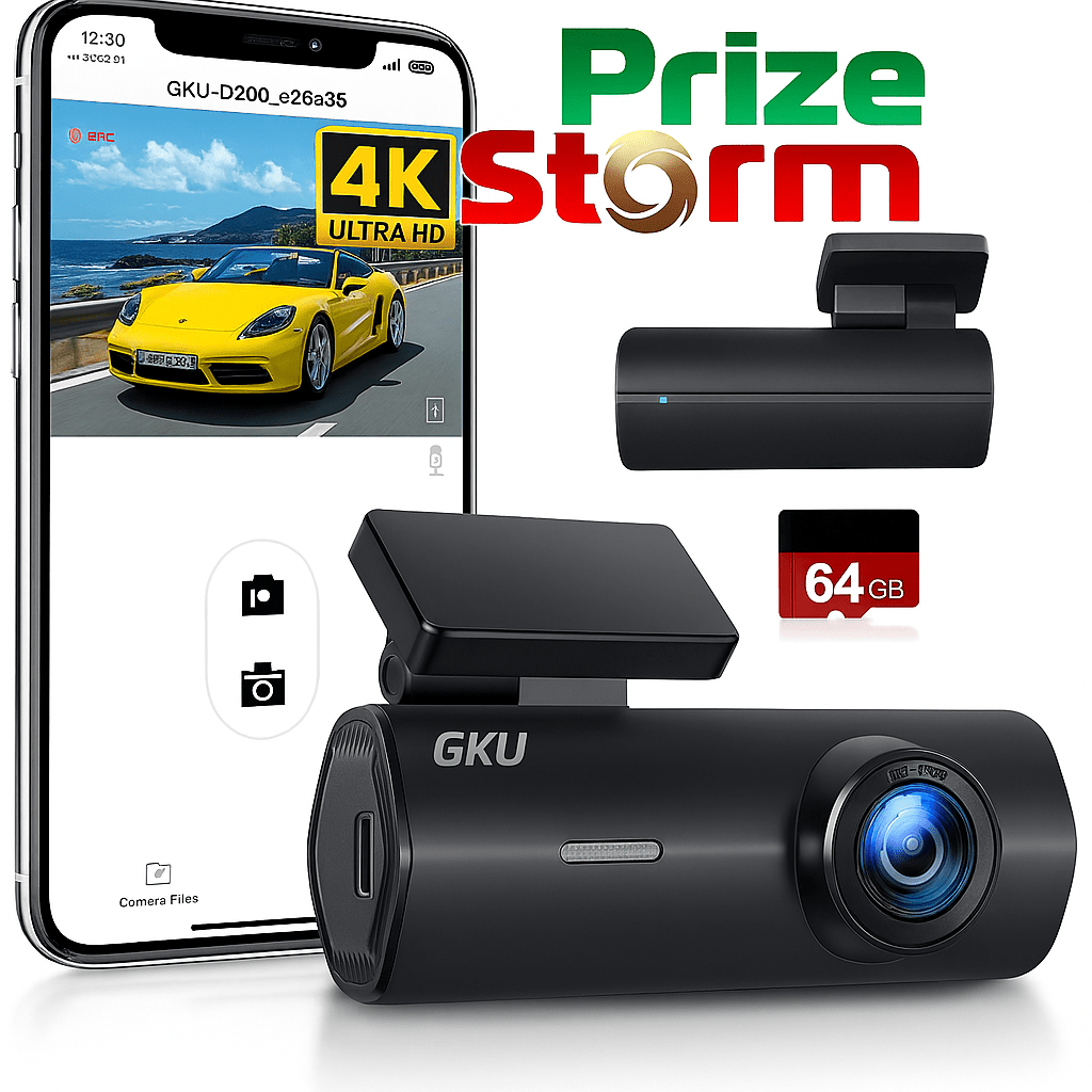 GKU 4K Dash Cam Built-in WiFi 24H Parking Monitor Night Vision,